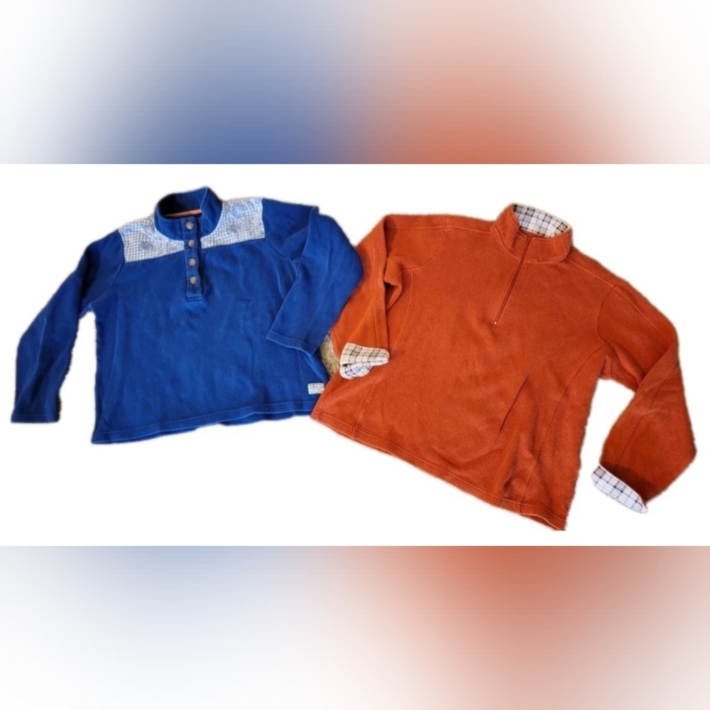 Orvis Women's Blue & Orange Pullover Sweaters Top Lot Of 2 Size Large Vintage